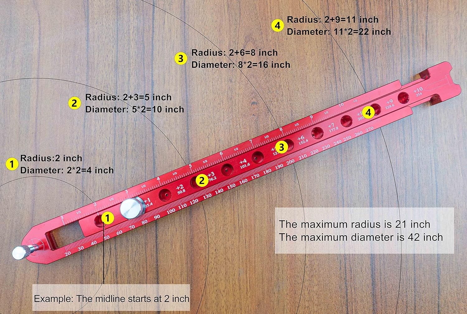 Circular Compass for Woodworking, Portable Aluminium Alloy Compass Tool