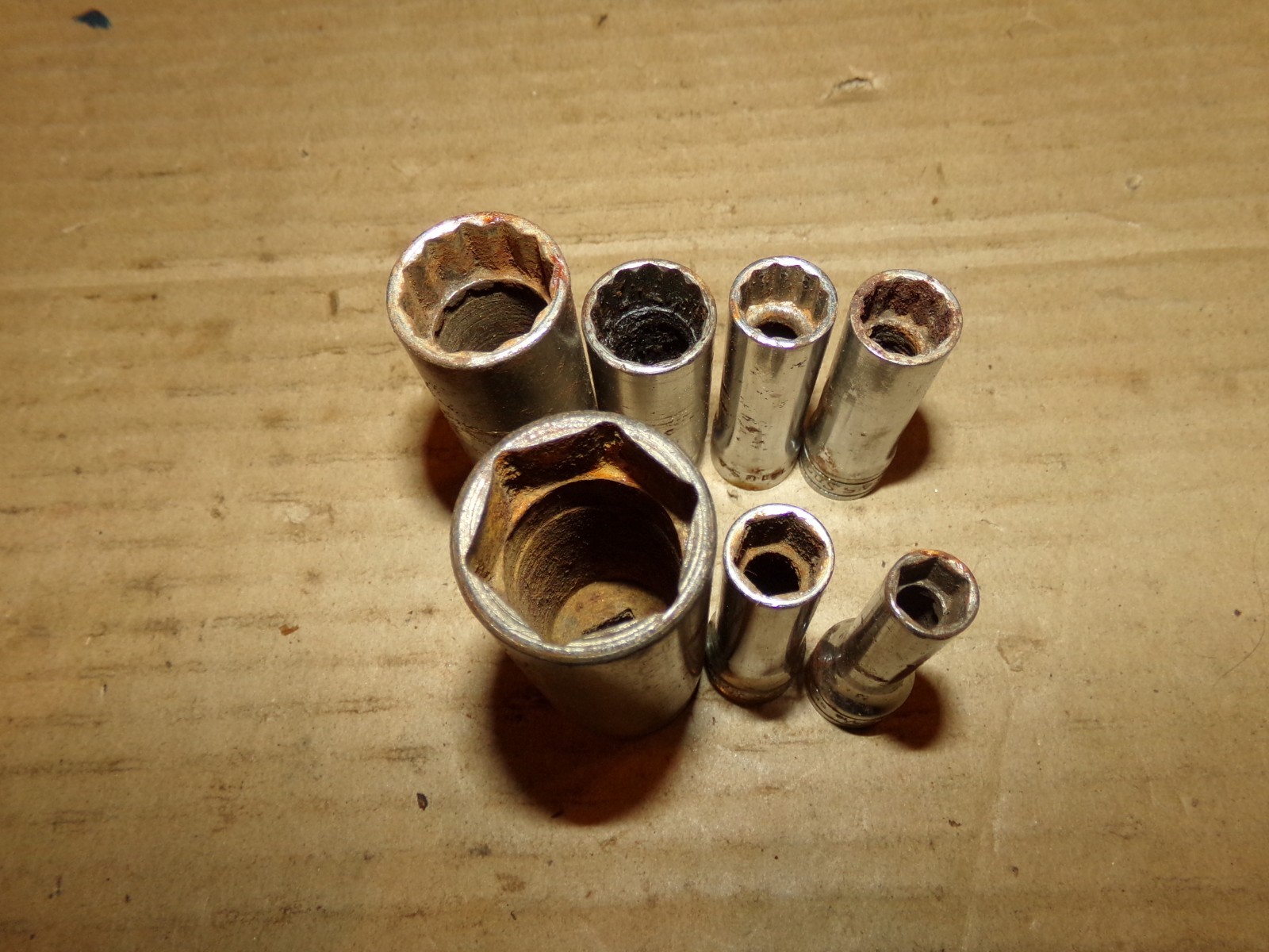 7 Misc. Used Vintage Snap On 1/2″ Drive 12 & 6 Point Deep Well Sockets