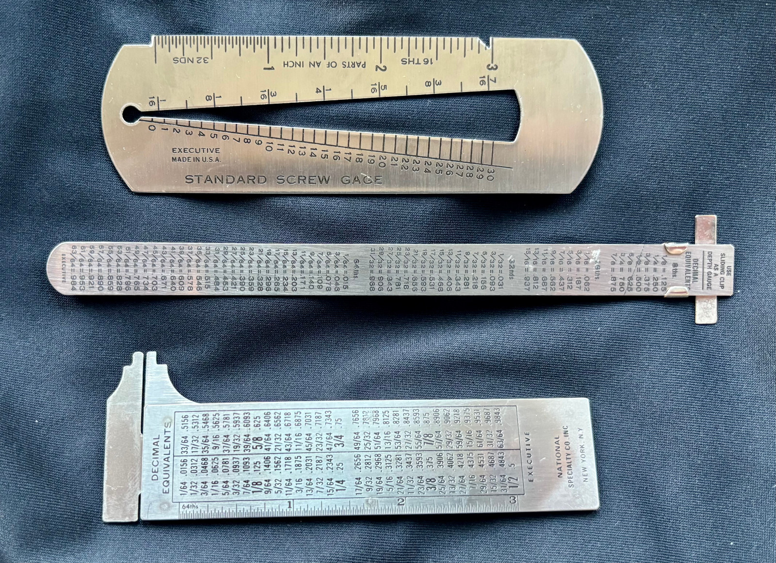 GM 1973 Executive Pocket Chum Vintage Set: Calipers, Screw Gauge, Multi-Ruler