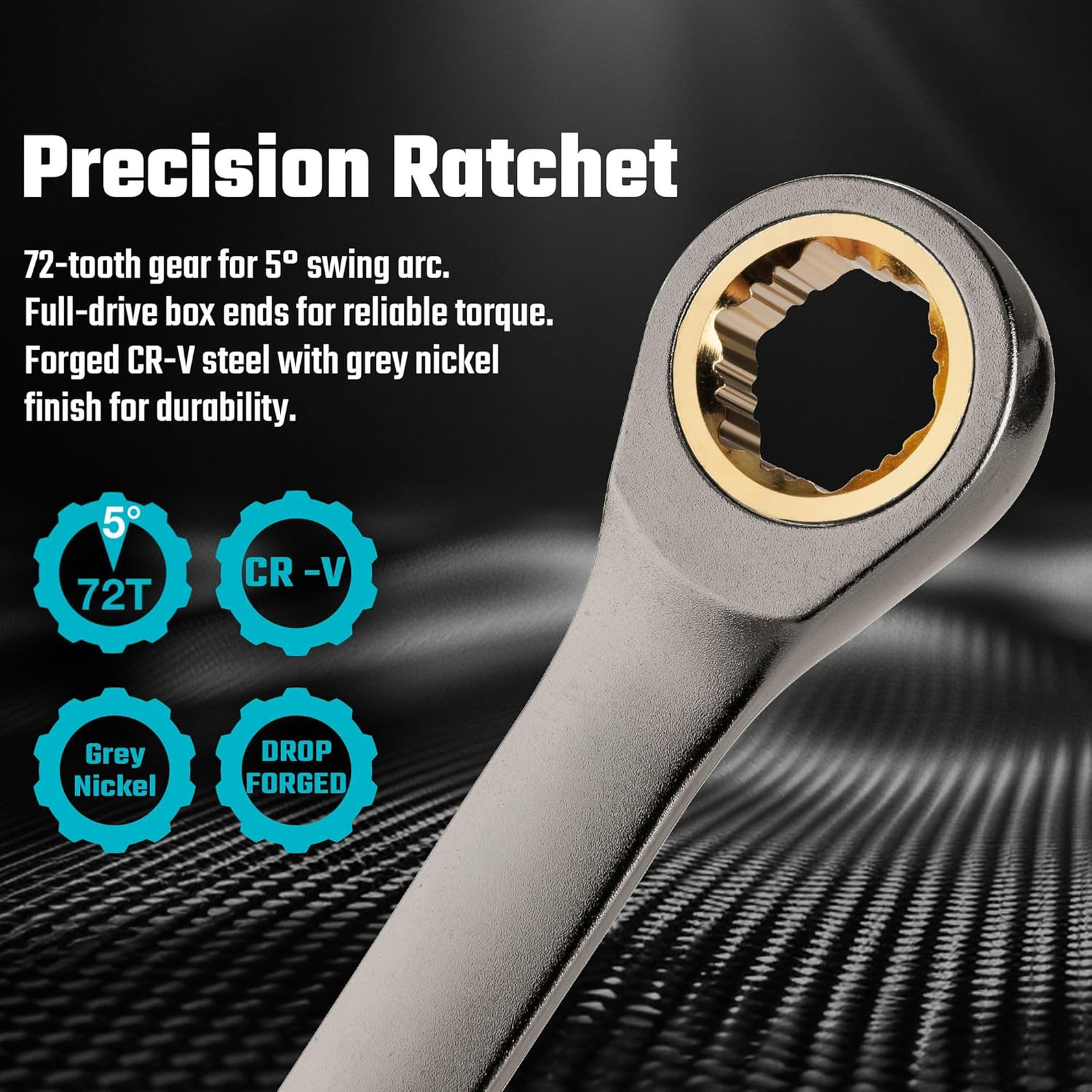 Extra Long Anti-Slip Ratcheting Wrench Set, Double Box End Wrench Set, 9-Piece
