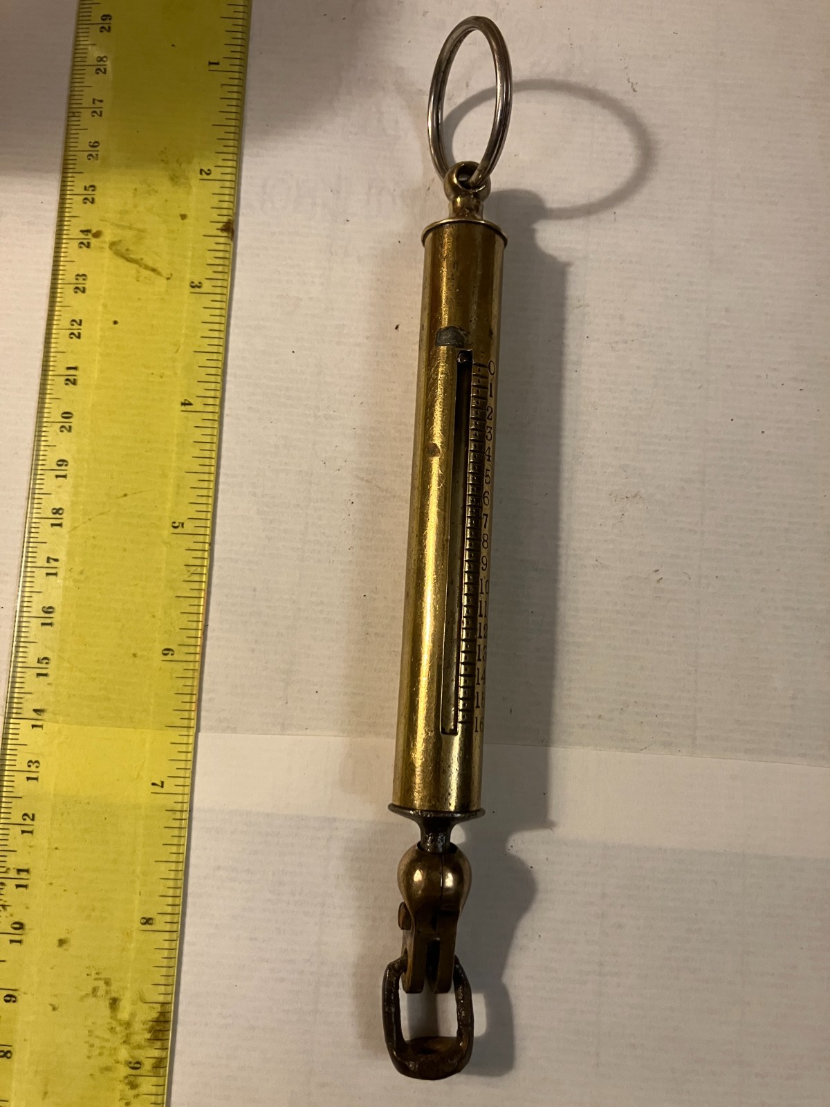 Good Quality Vintage Brass Spring Balance Hanging Scale To 16lb Marked ERD (26)