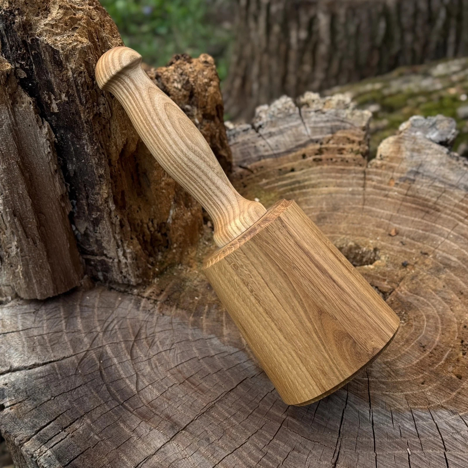Wooden Mallet 8.27in Ash Wood Hammer for Chisels Carving Woodworking 2.95in Head