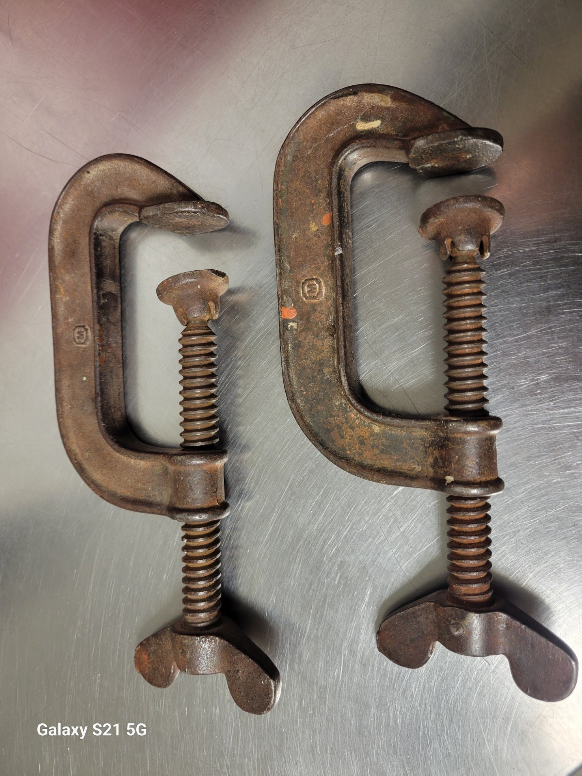 “C” Clamps ~ Butterfly Handle ~ Vintage Unknown makers mark ~ Lot of 2