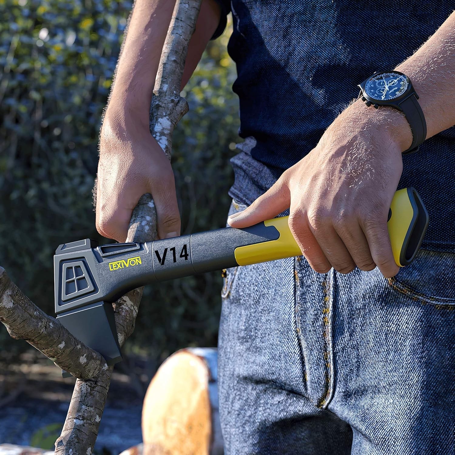 14-Inch V14 Hatchet with Weather-Resistant Grip & Protective Sheath for Campers