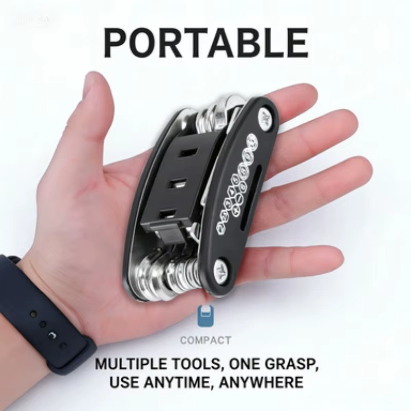 Multi Function 16in1 Socket Wrench Rotating Head Steel Repair Maintenance Tool