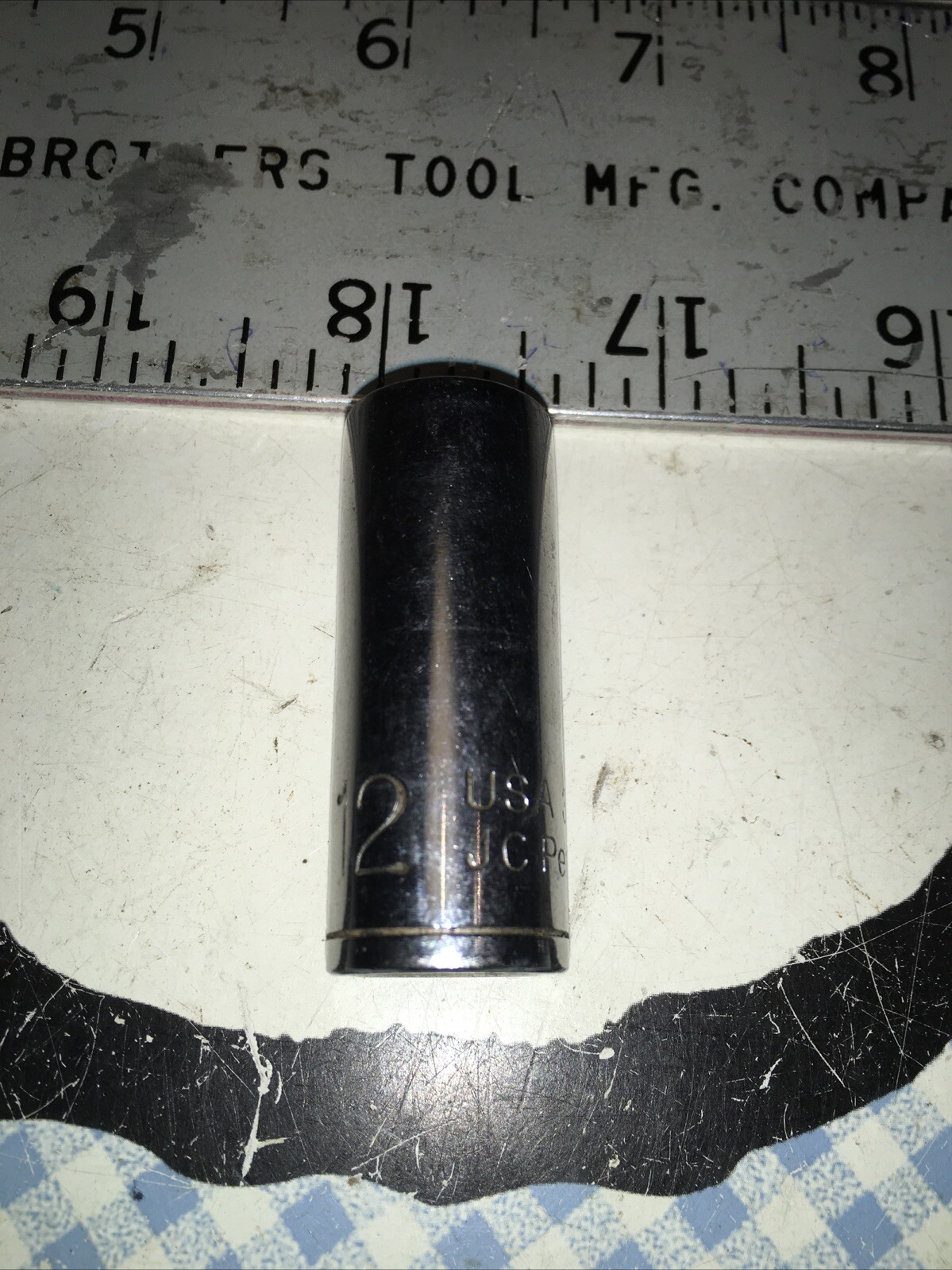 Vintage JC Penney 12 mm Deep Socket 12 pt 3/8″ Drive #3352 Made In USA Marked