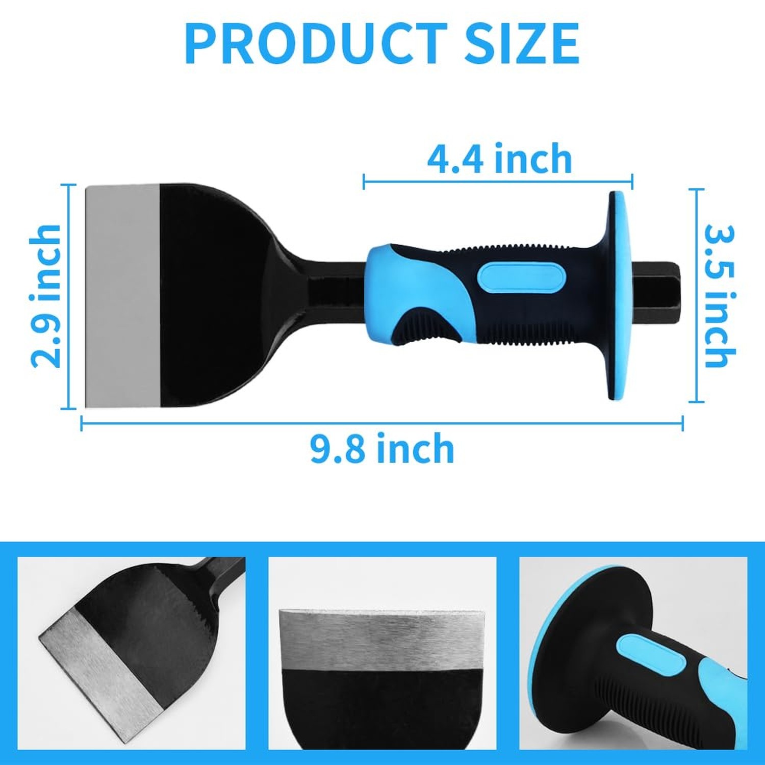 Heavy-Duty Masonry Chisel Set with Protective Handle – 3-Piece Flat, Pointed …