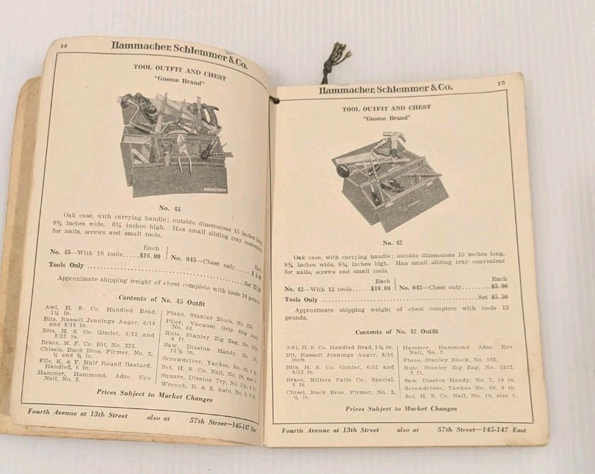 ANTIQUE 1920s Hammacher Schlemmer & Co Home Workshop Tools Catalog New York