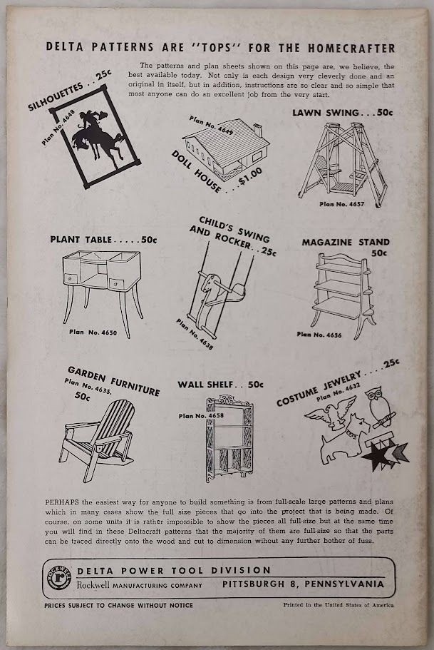 Practical Delta Projects Book 16 Rockwell Woodworking Plans 4516 Vintage 1940s