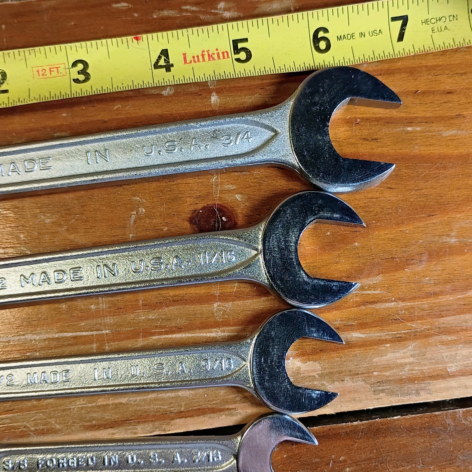 Set Of 5 Vintage Forged Select Steel In USA Indestro Wrenches In Clip