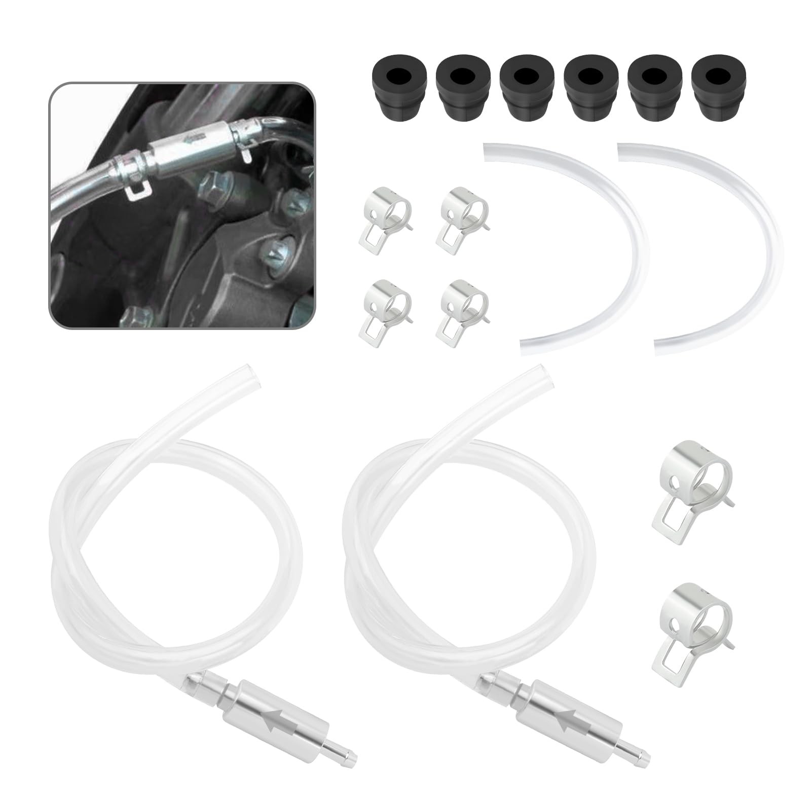 2Set Brake Bleeder Kit,Brake Fluid Bleeder Kit Includes 4PCS Brake Bleeder Hose