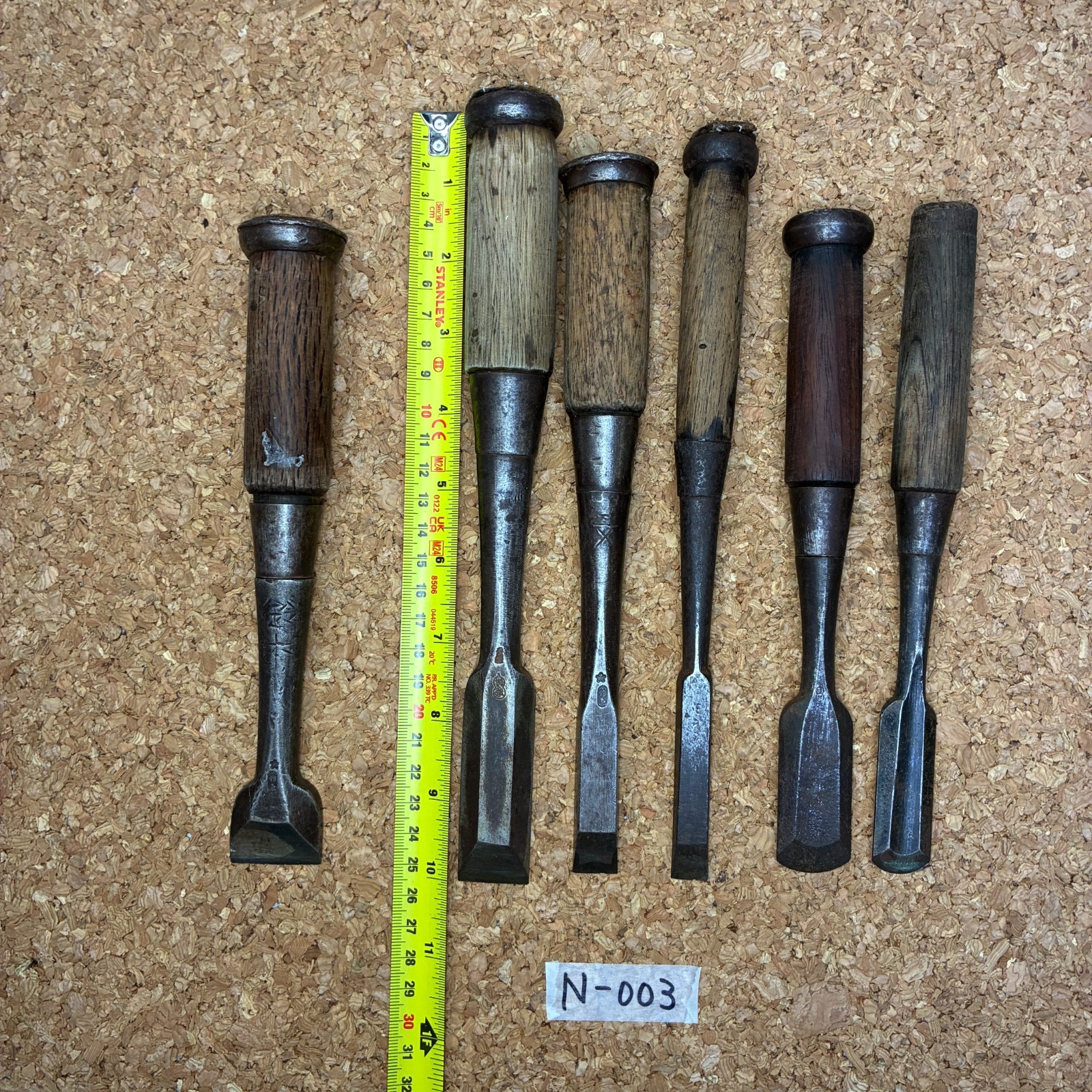 Japanese Nomi, Chisel ,#N-003 , Set of 6 ,used, made in Japan 255mm,