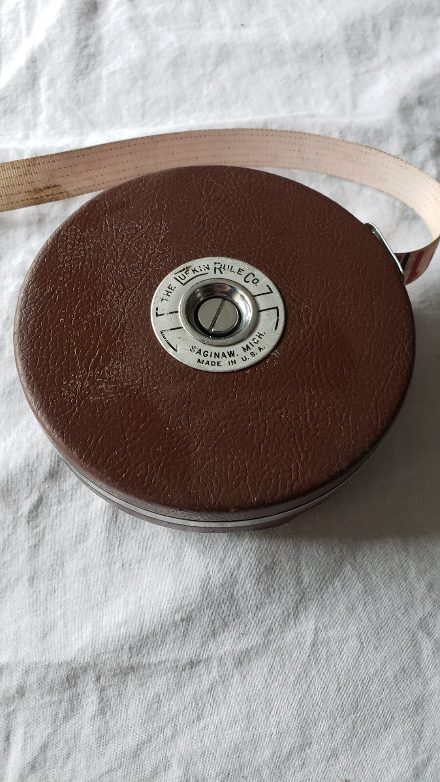 Vintage LUFKIN Rule Co. Metallic Woven Tape Measure 50 feet Saginaw Michigan