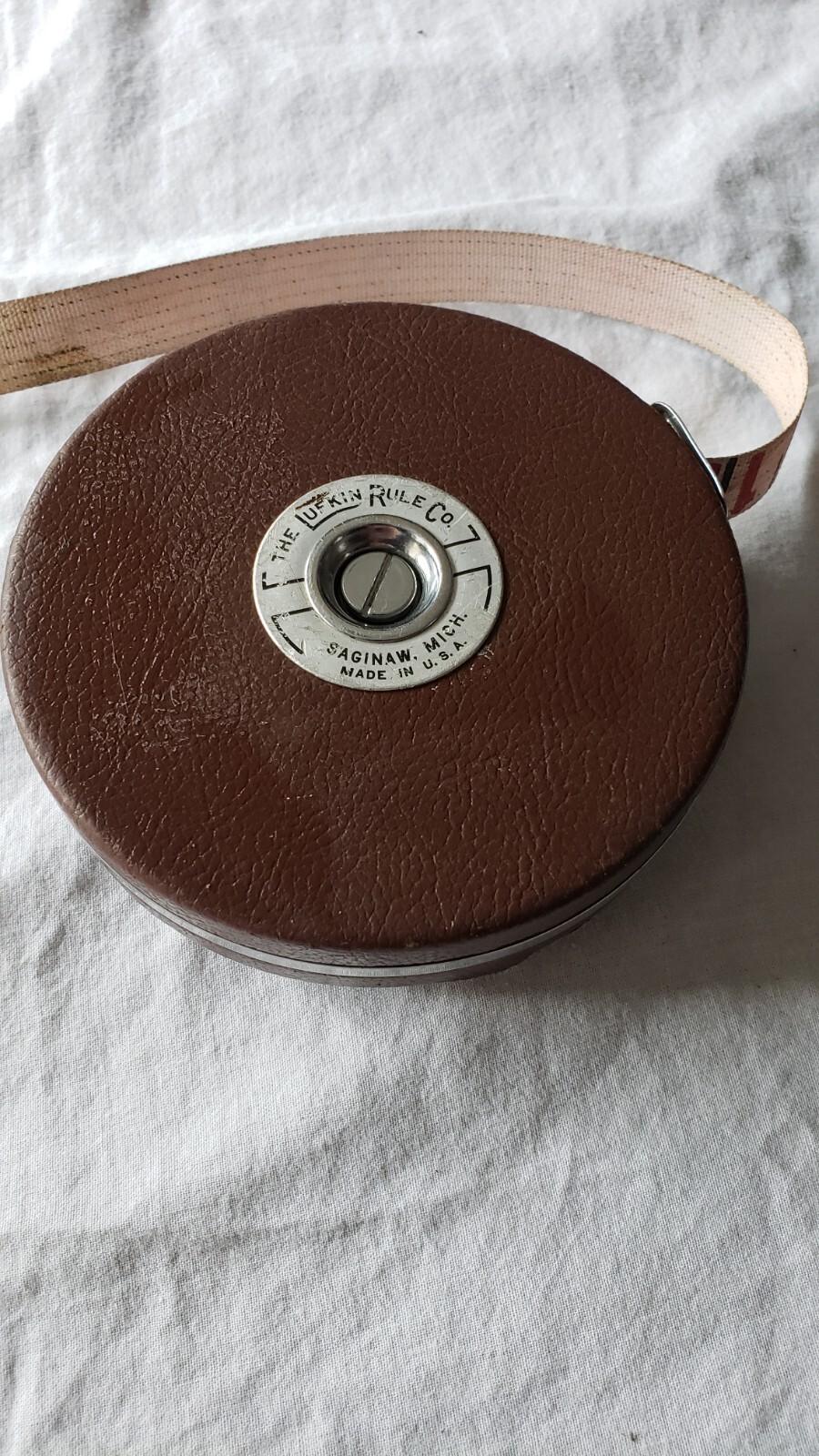Vintage LUFKIN Rule Co. Metallic Woven Tape Measure 50 feet Saginaw Michigan