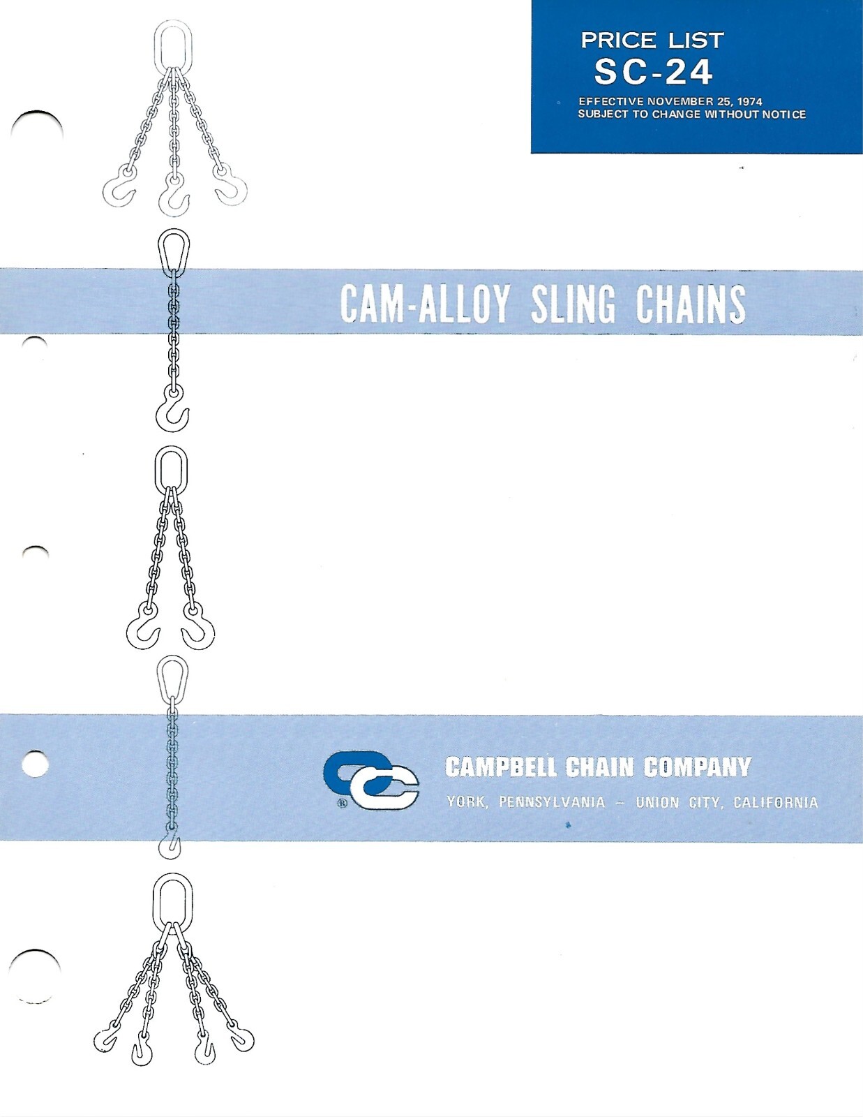 Tool Catalog – Campbell – Cam-Alloy – Sling Chains – Brochure – 2 items (TL288)