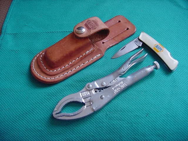 Vintage Vise Grip Original 6LC Irwin DeWitt NE USA w/Rare Napa Knife Napa Sheath