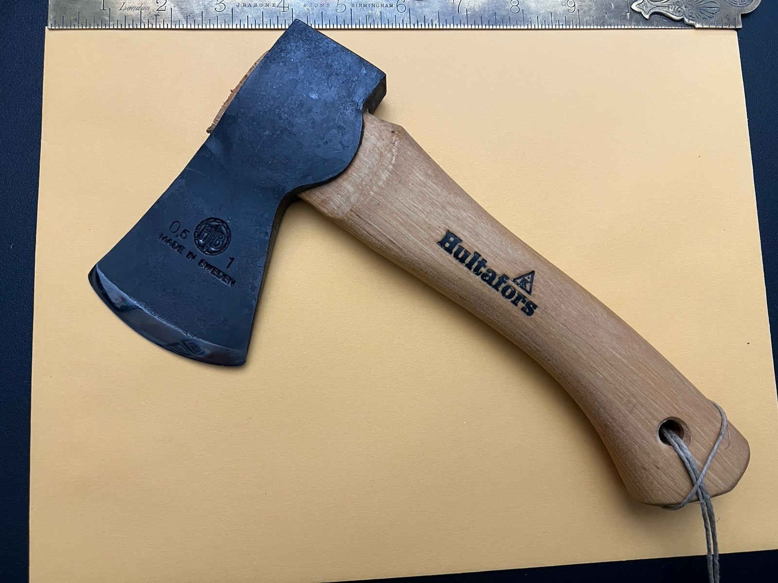 Hand Forged, New In Box Hultafors Hatchet with Leather Sheath-Made In Sweden