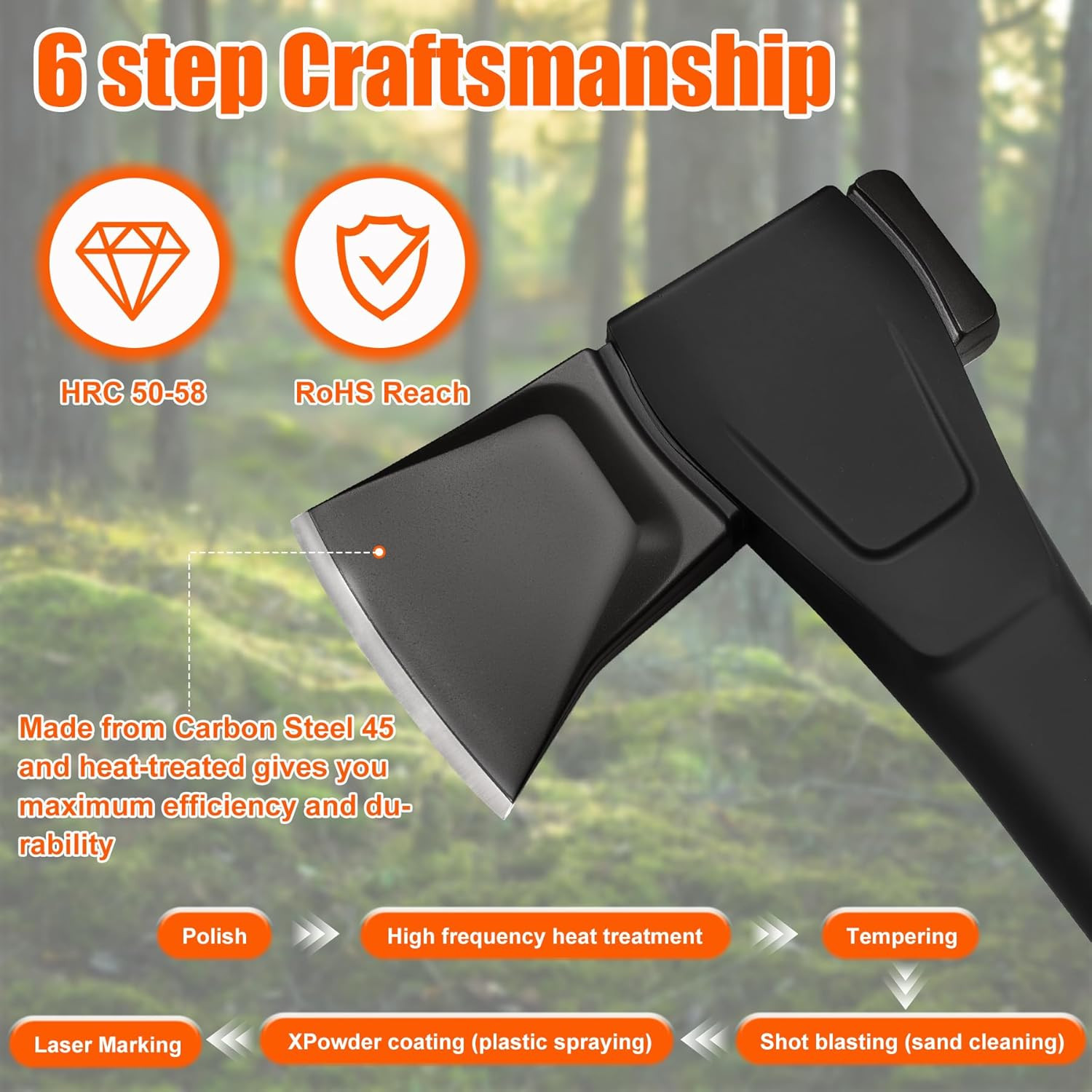 X17 Wood Splitting Axe, 24” Camping Outdoor Hatchet for Wood Splitting and Kindl