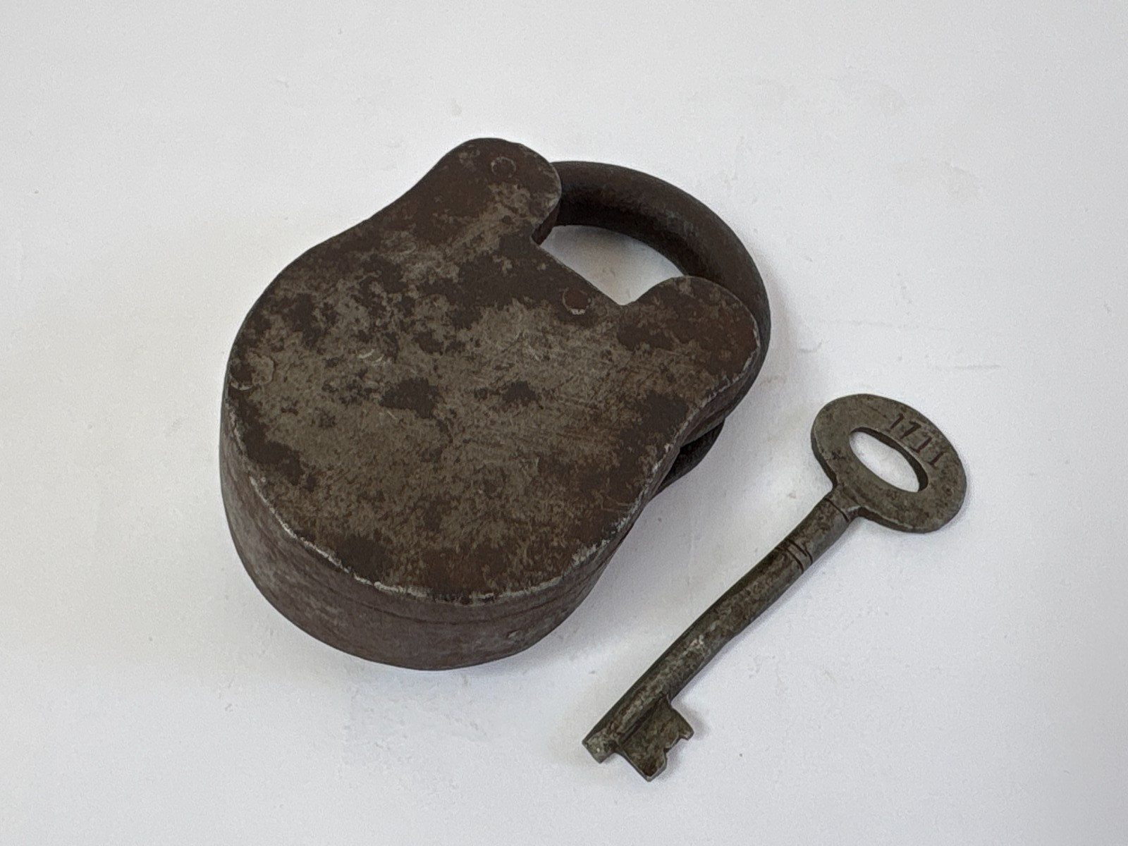 Vintage Brass Tag Iron Padlock Decorative Collectible Working Original Key