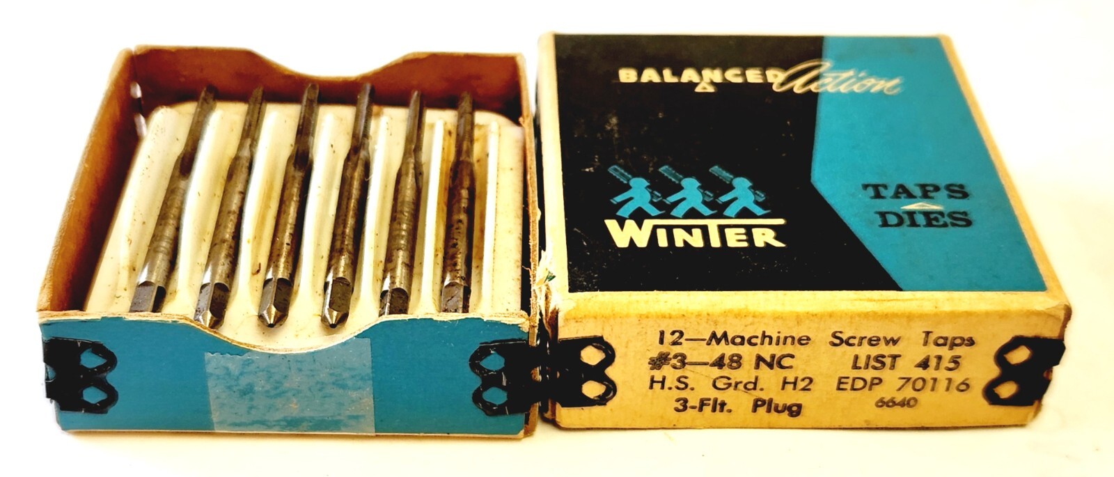 WINTER BROS. CO. #3-48 UNC HSS MACHINE SCREW TAPS – MADE IN USA (12PC_NEW)