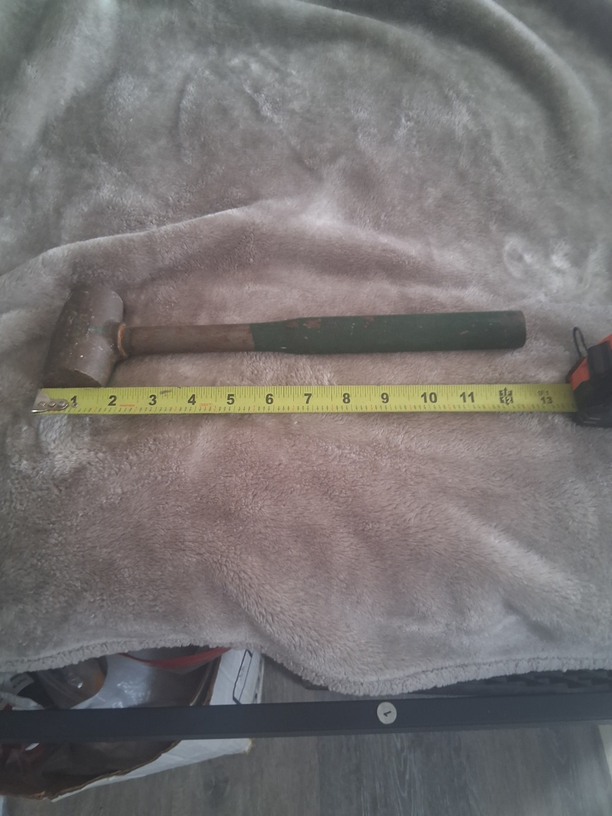 brass mallet vintage all metal handle 2 1/2 pounds 12 and 3/4 inches long