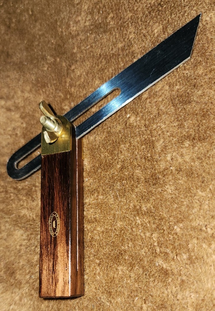 Crown Tool 80s Vintage 4″ Rosewood & Brass Miniature Bevel England NOS