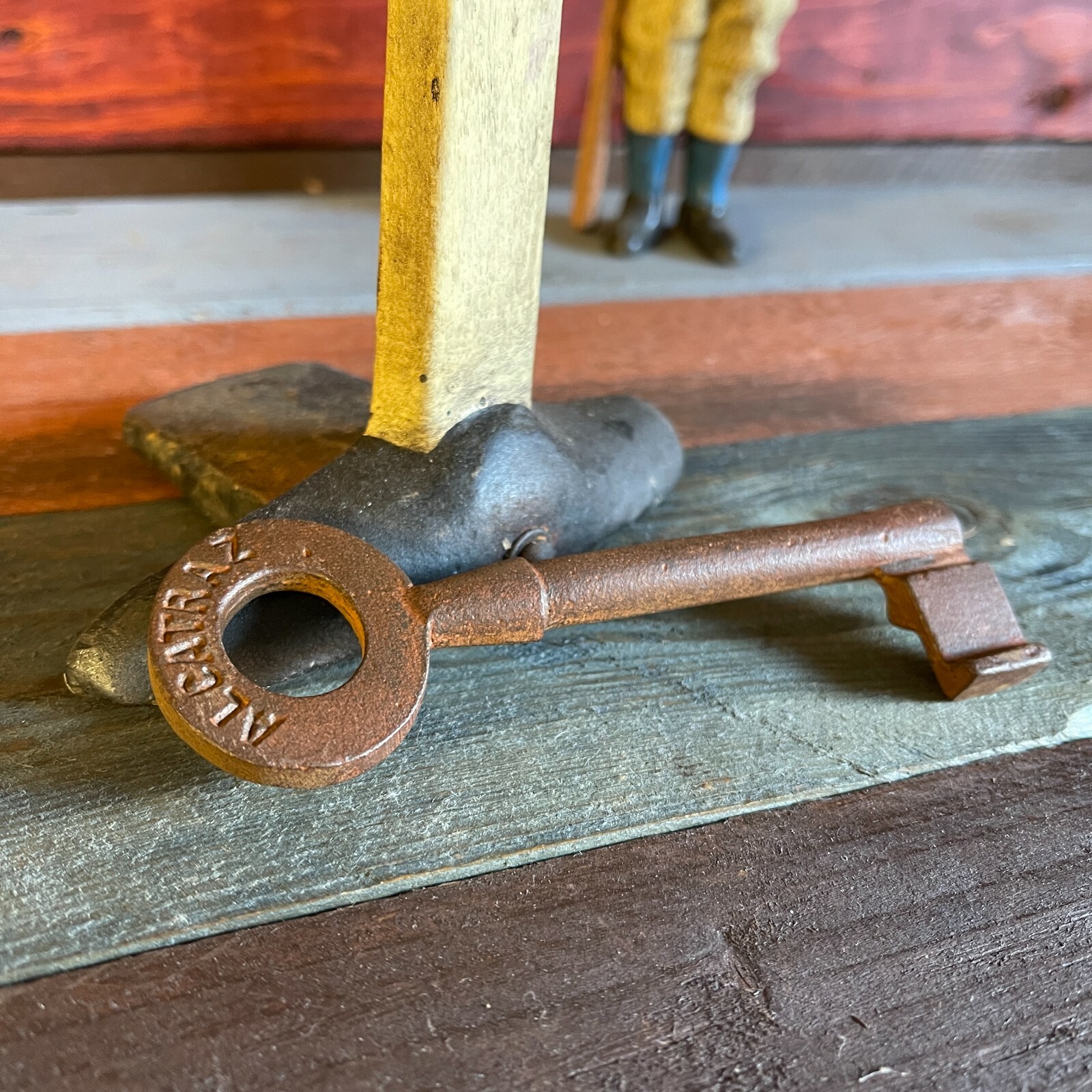 Alcatraz Prison Cell Key, Large Cast Iron Key With Rusty Antique Finish, 5″