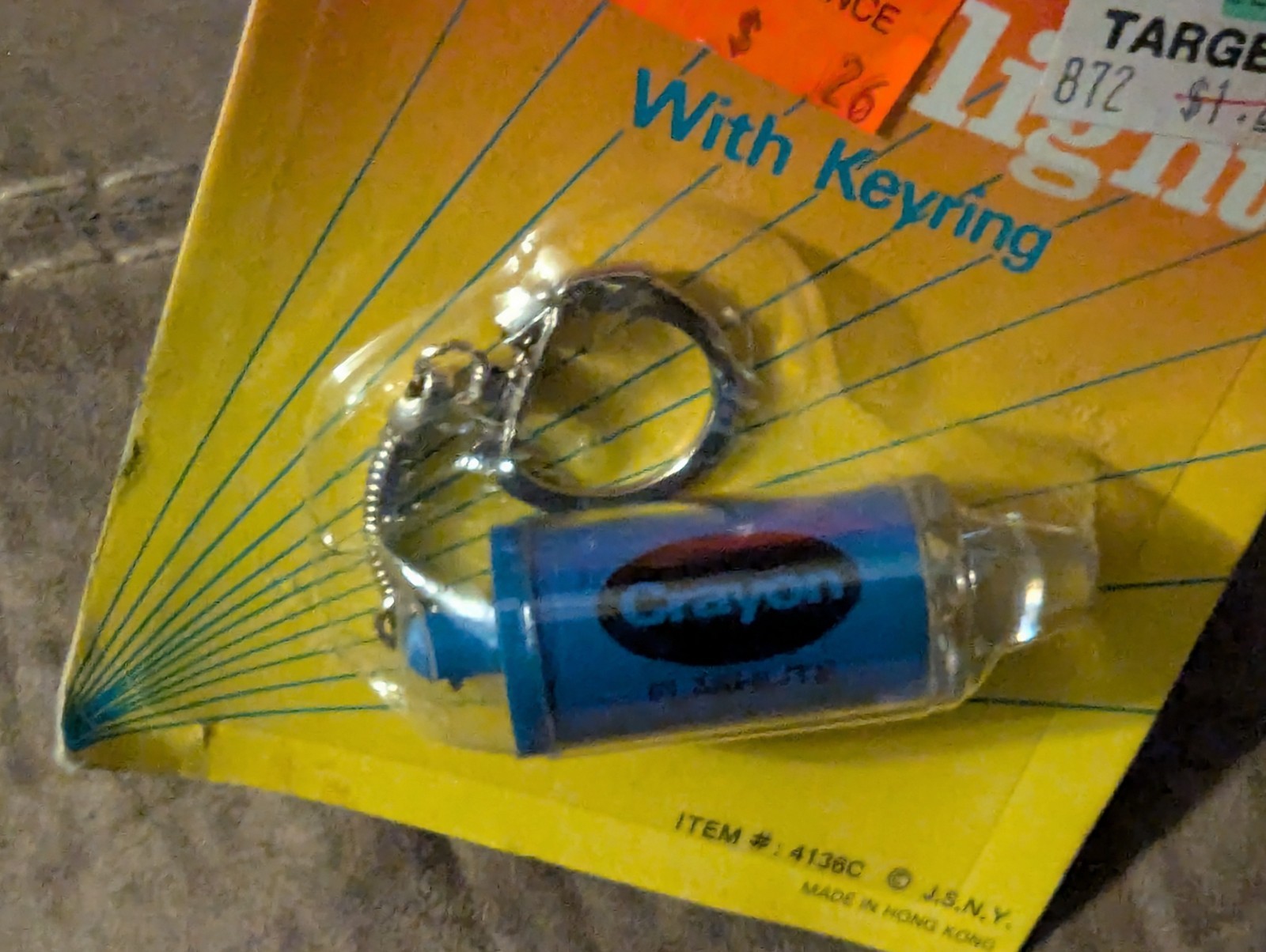 Vintage Crayon Mini Blue Flashlight With Keyring 1980s NOS