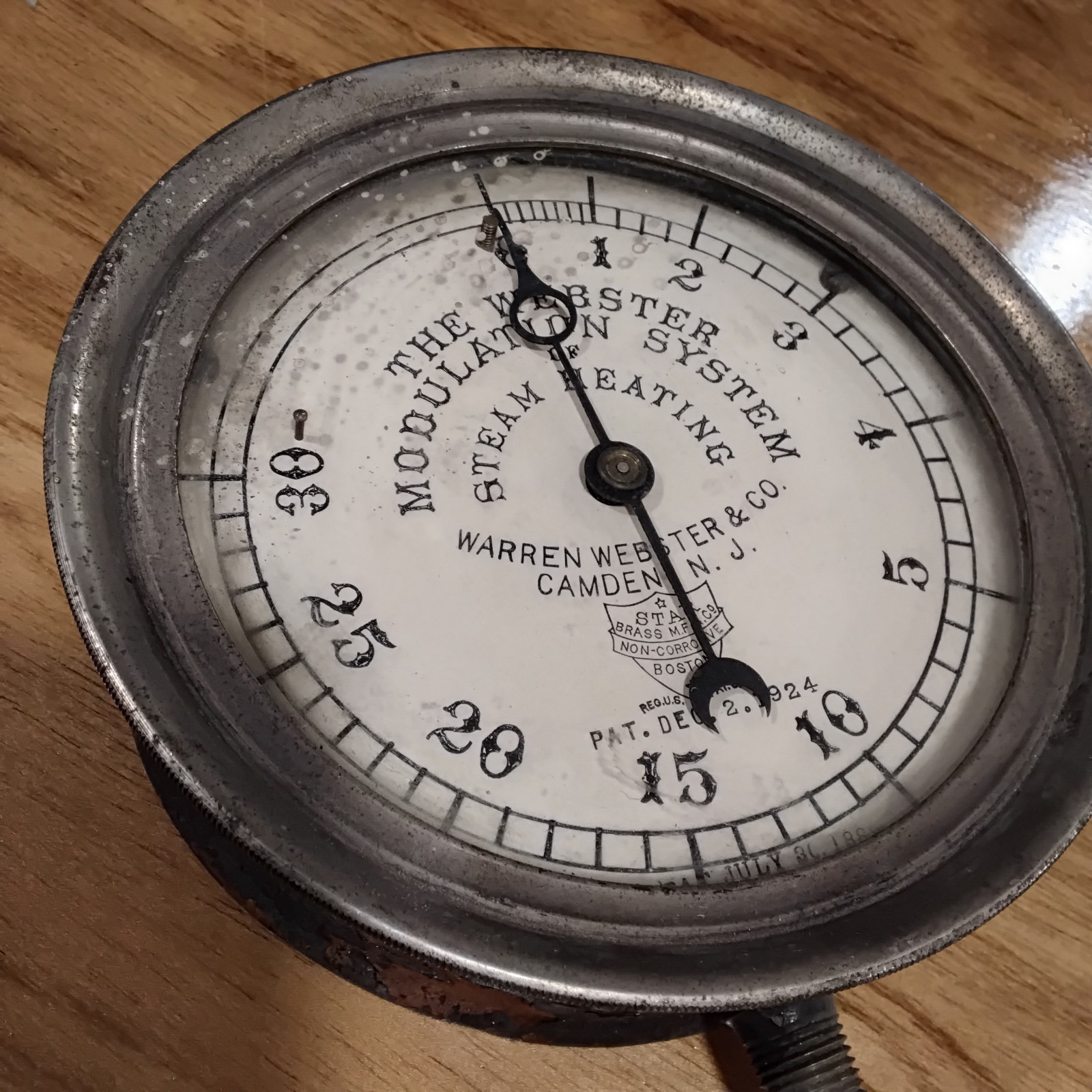 Antique Warren Webster Brass Steam Pressure Gauge Pat. 1924&1889 Steampunk