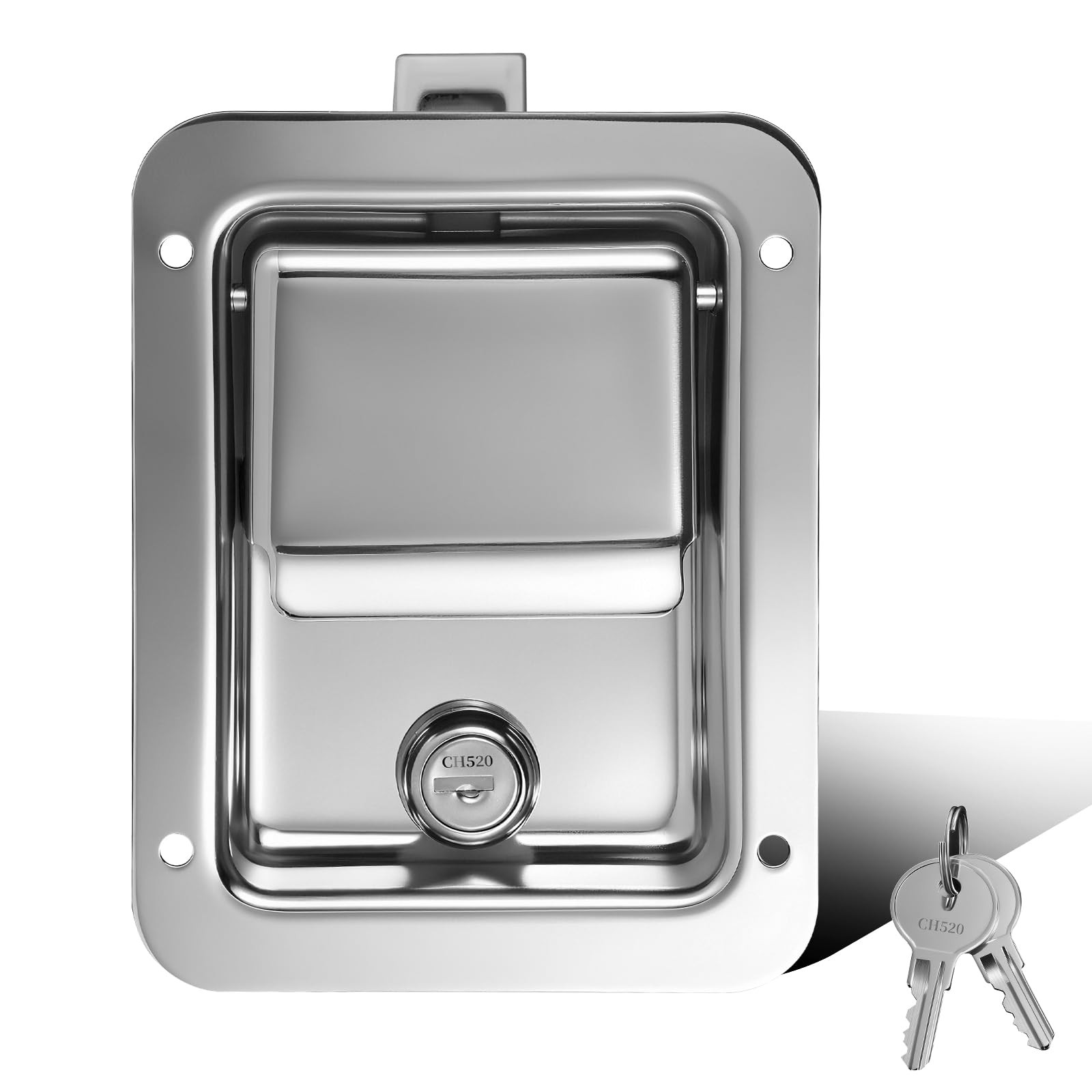 304 Stainless Steel Truck Tool Box Paddle Latch Locks Keys 4.72×3.66 Inch