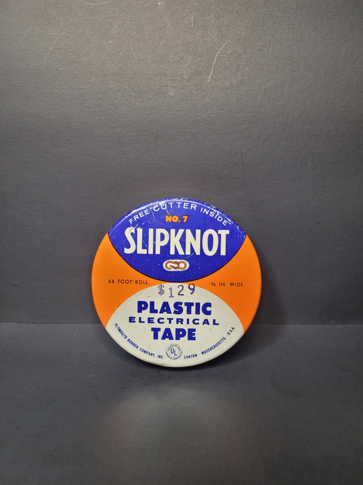 VTG 1940s Slipknot #7 Plastic Electrical Tape EMPTY CANISTER Plymouth Rubber Co