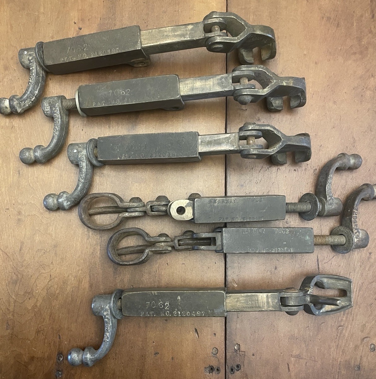 James R.Kearney Bronze Conductor Chain Tightener Pat.#2120497 Lot Of 6.Date 1938