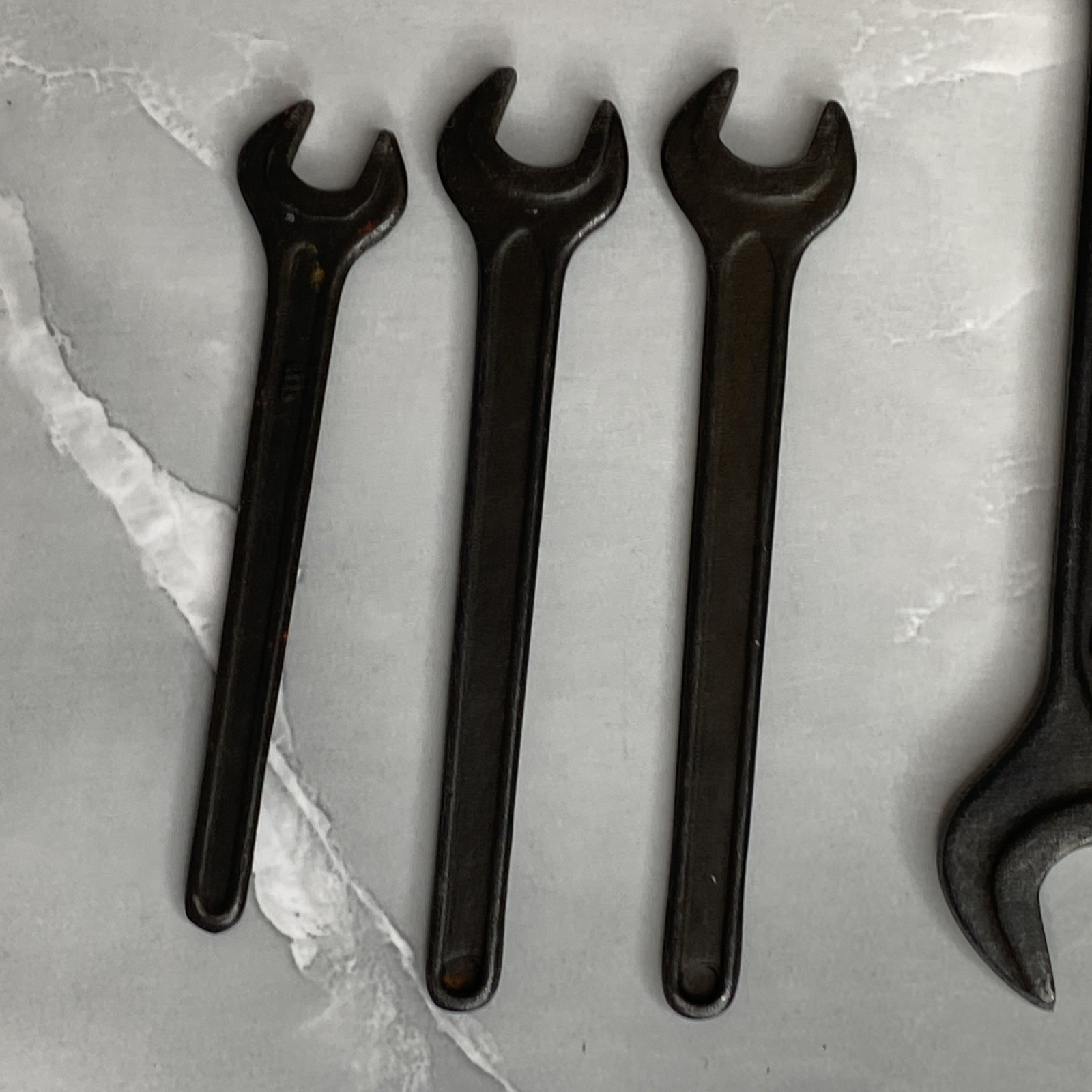 (8) Vintage Spanner Wrenches 30MM x 2, 22MM x 2, 17 / 19MM Combo, 12MM x 2, 10MM
