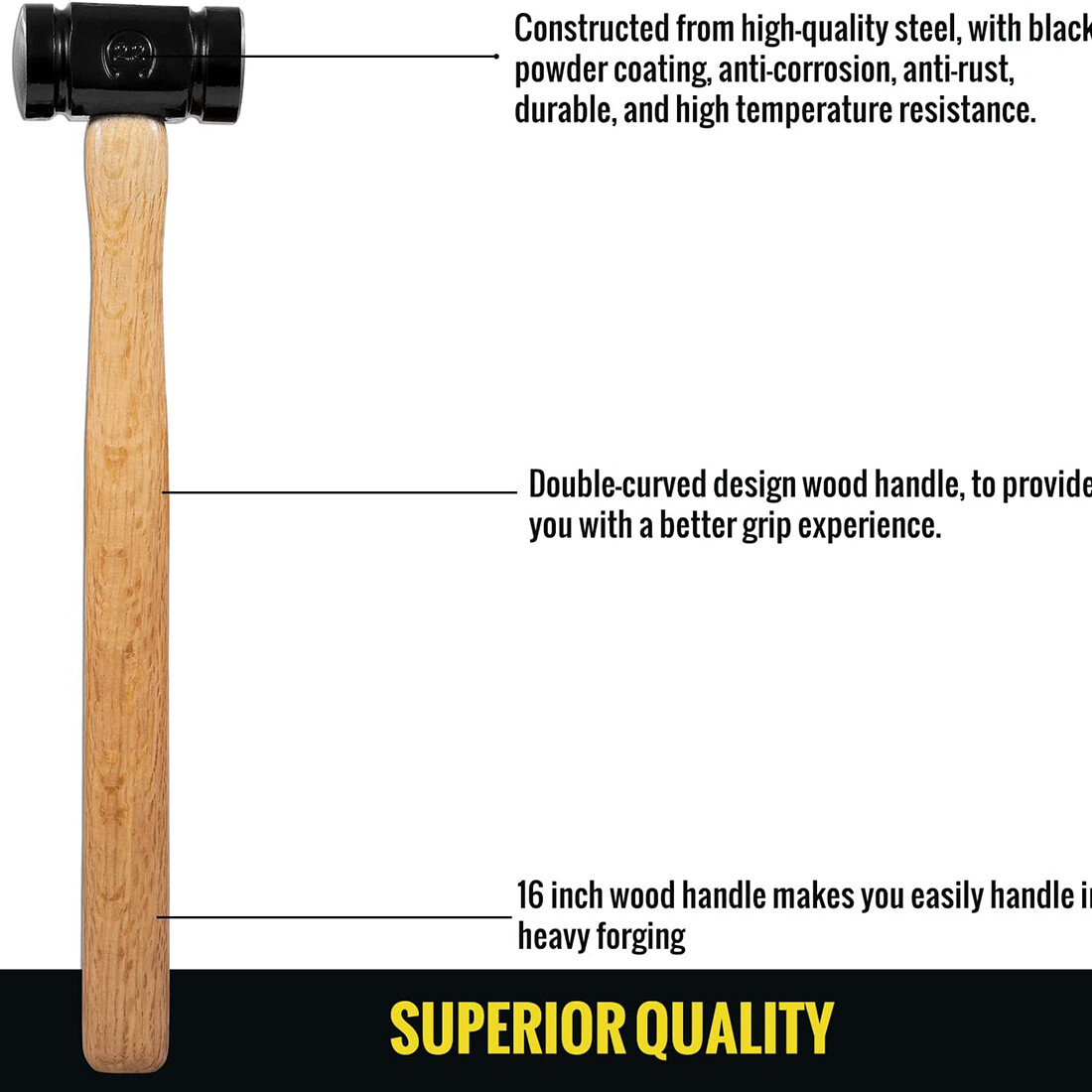 61B 36 OZ Steel Blacksmith Rounding Forging Hammer Handmade Farrier Forge Tool