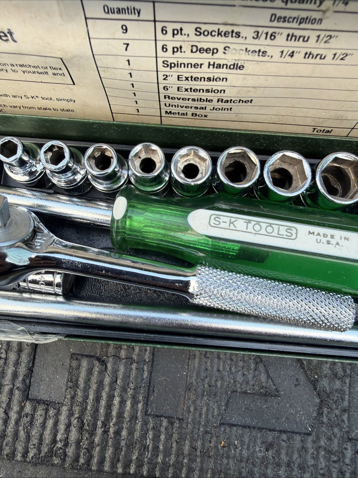 Rare SK Tools 1/4” Drive Daytona Special Socket Set 21pc Plus Case 4921-78 S-K