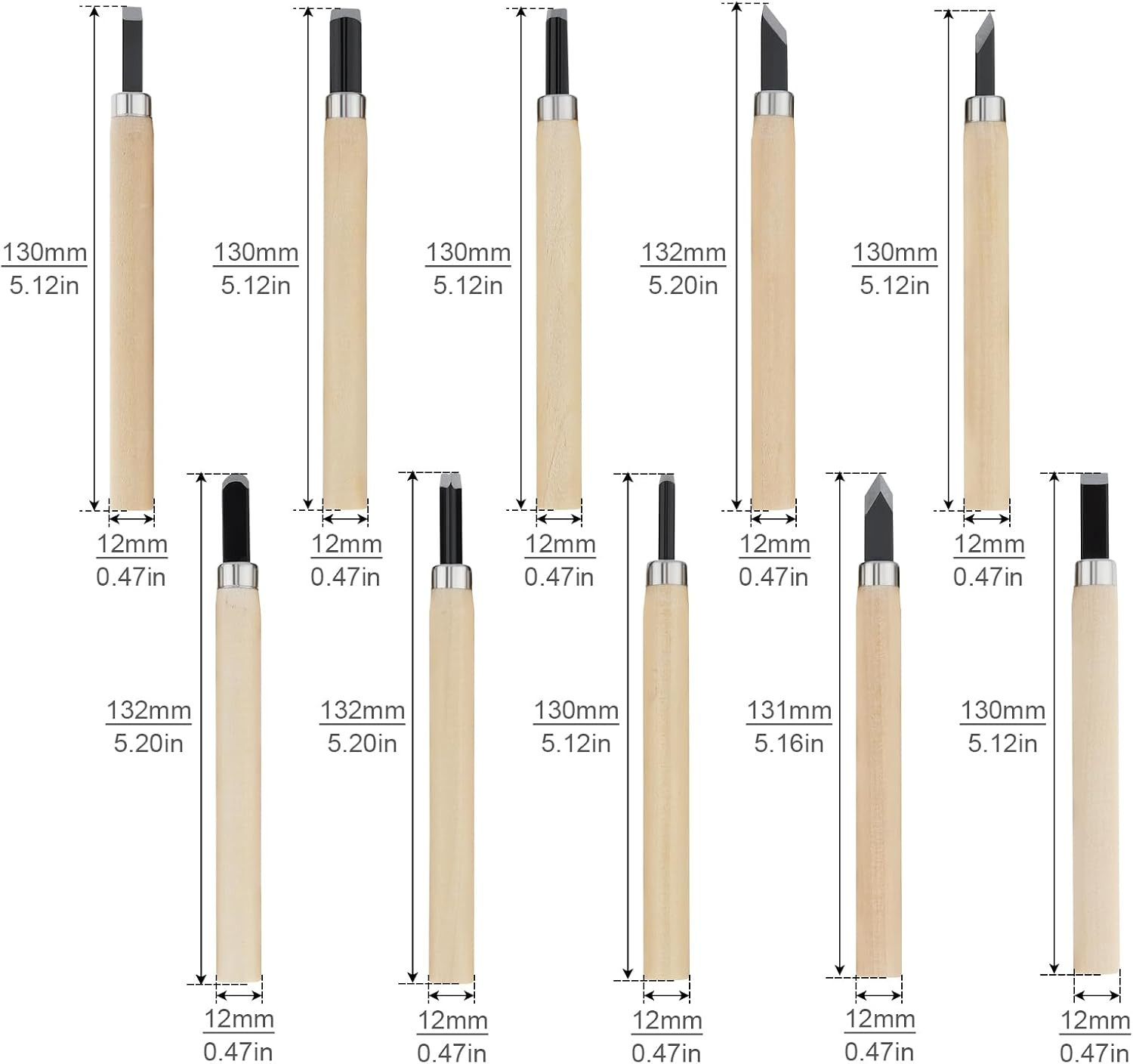 Professional Wood Carving Chisel Set – Carbon Steel Woodworking Tools 10Pcs