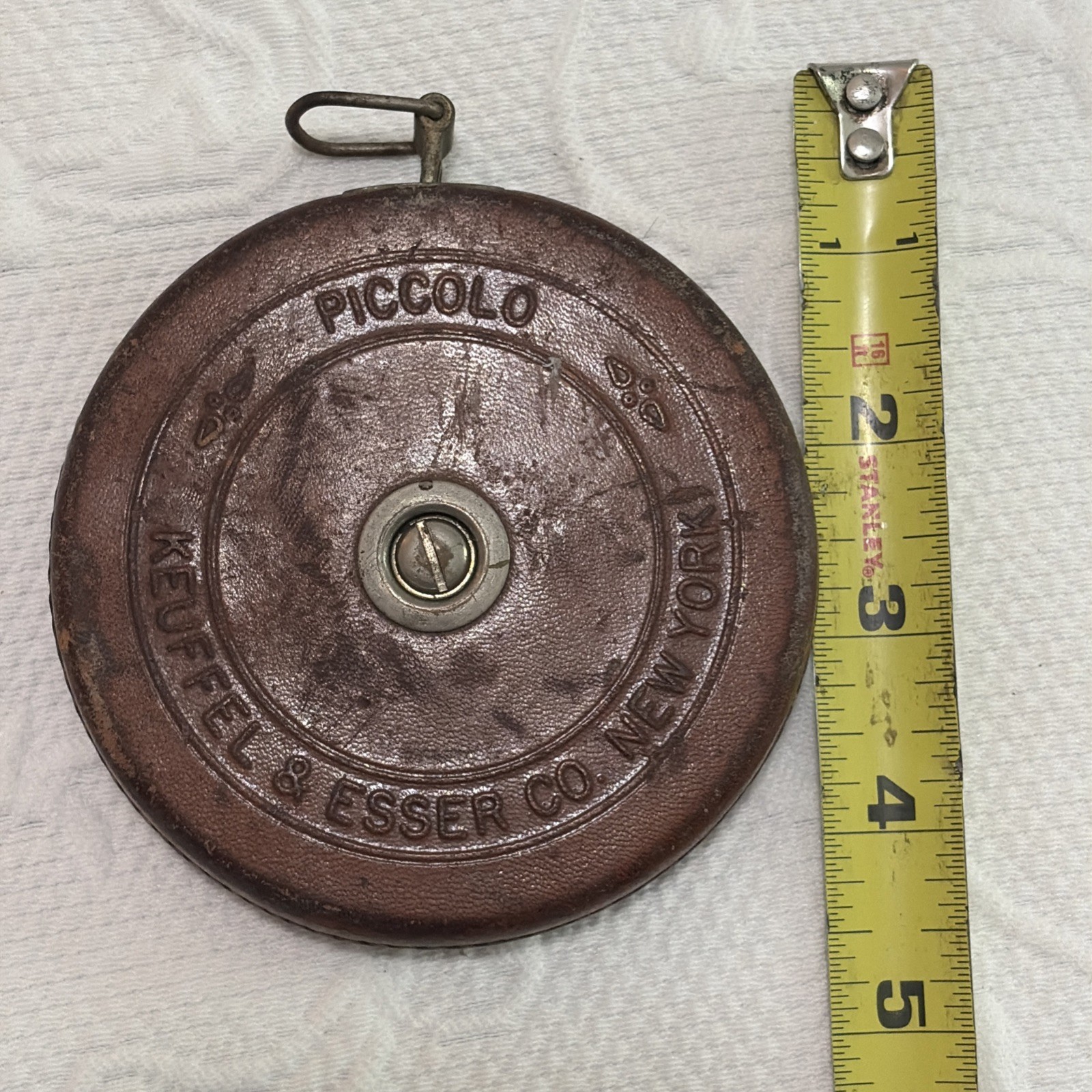 VINTAGE KEUFFEL & ESSER CO. NY “The Piccolo” LEATHER Bound TAPE MEASURE 50 Feet