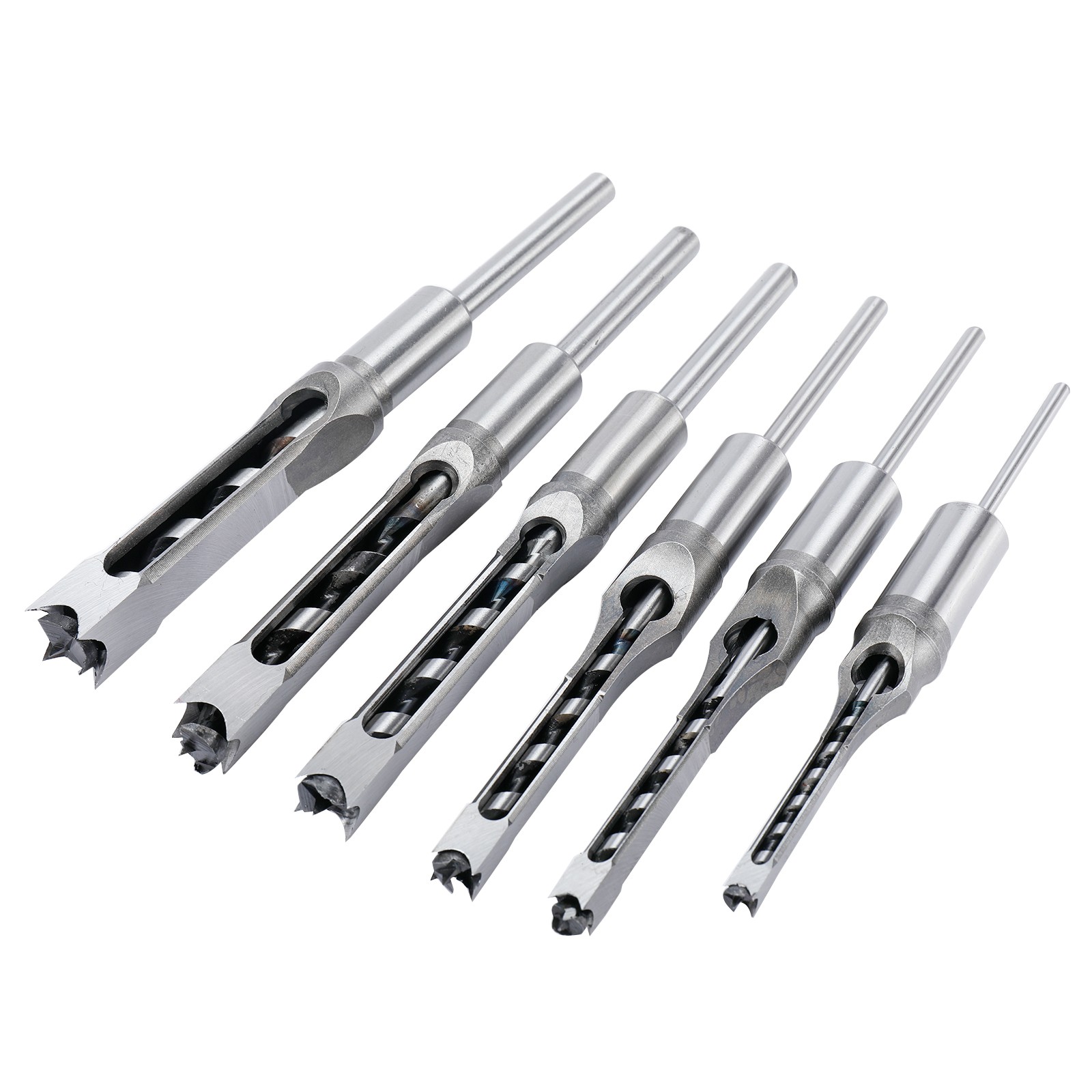 6Pcs Square Hole Mortise Chisel Drill Bit Tools, HSS Woodworking Hole Saw