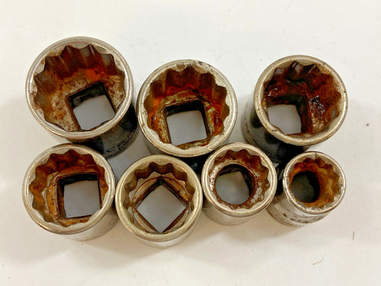 Lot of 7 Craftsman Sockets, 3/8″ Dr. 18mm 17mm 16mm 15mm 14mm 12mm 10mm