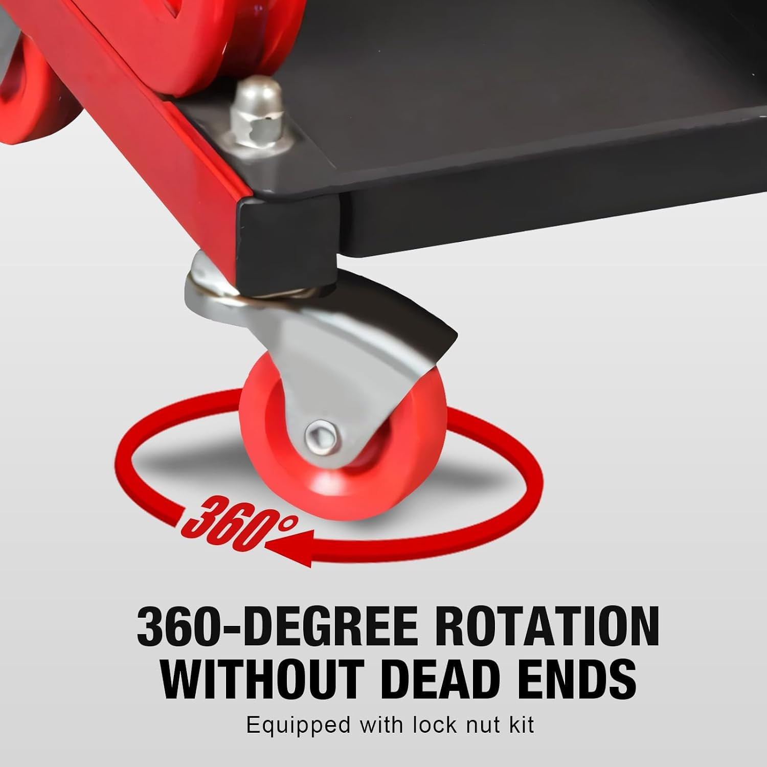 Rolling Mechanic Stool | 360° Swivel Casters; 250-Lb Steel Frame; 3-Zone Tool Tr
