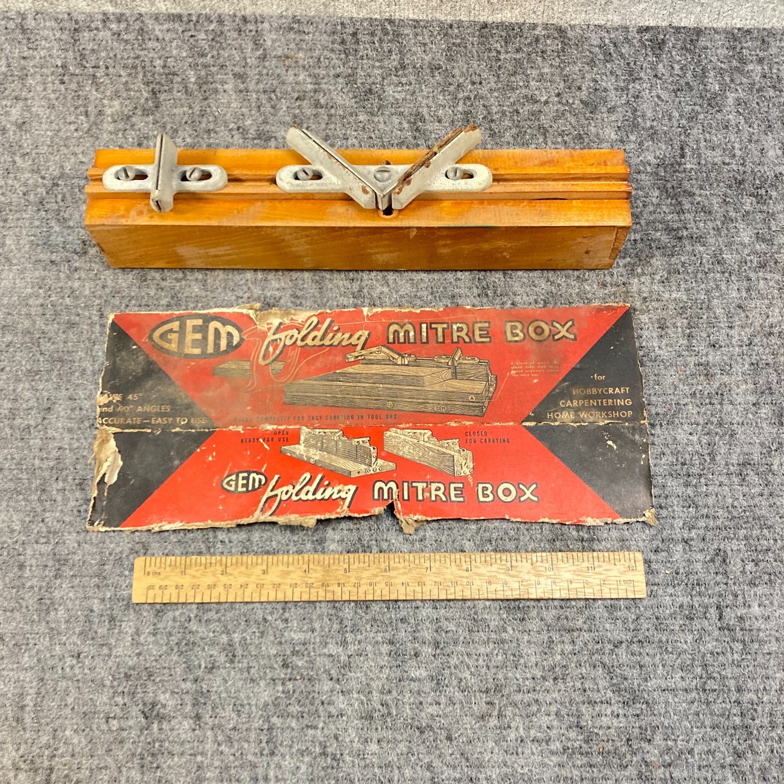 Vintage GEM Folding Mitre Box Folding Wood USA