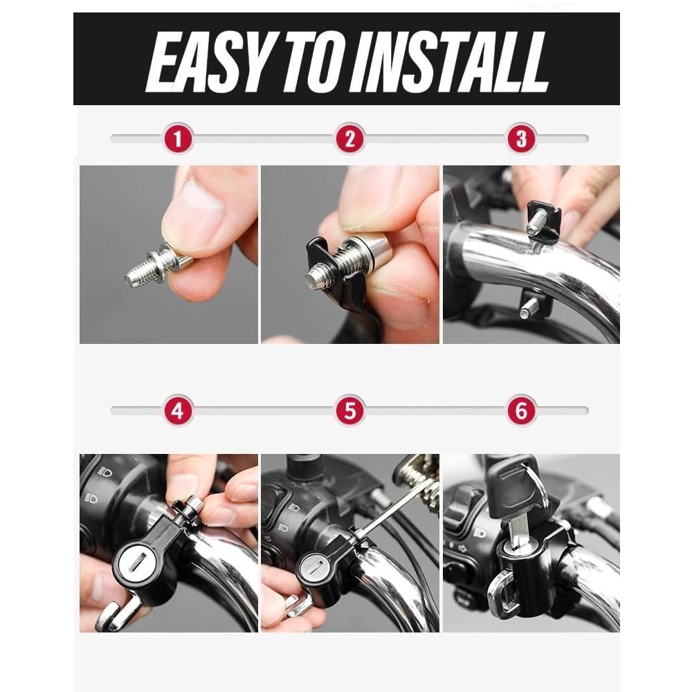 Handlebar Helmet Lock 7/8 for Motorcycle, Universal Accessories Bike Key Padl…