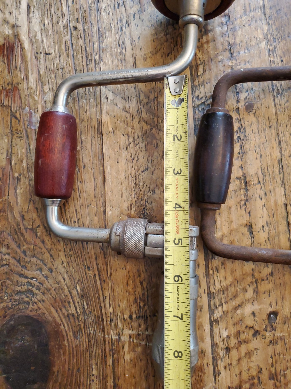 Vintage Lot Of 3 Ratcheting Drill Braces Stanley Millers Falls Simmons Sure Grip
