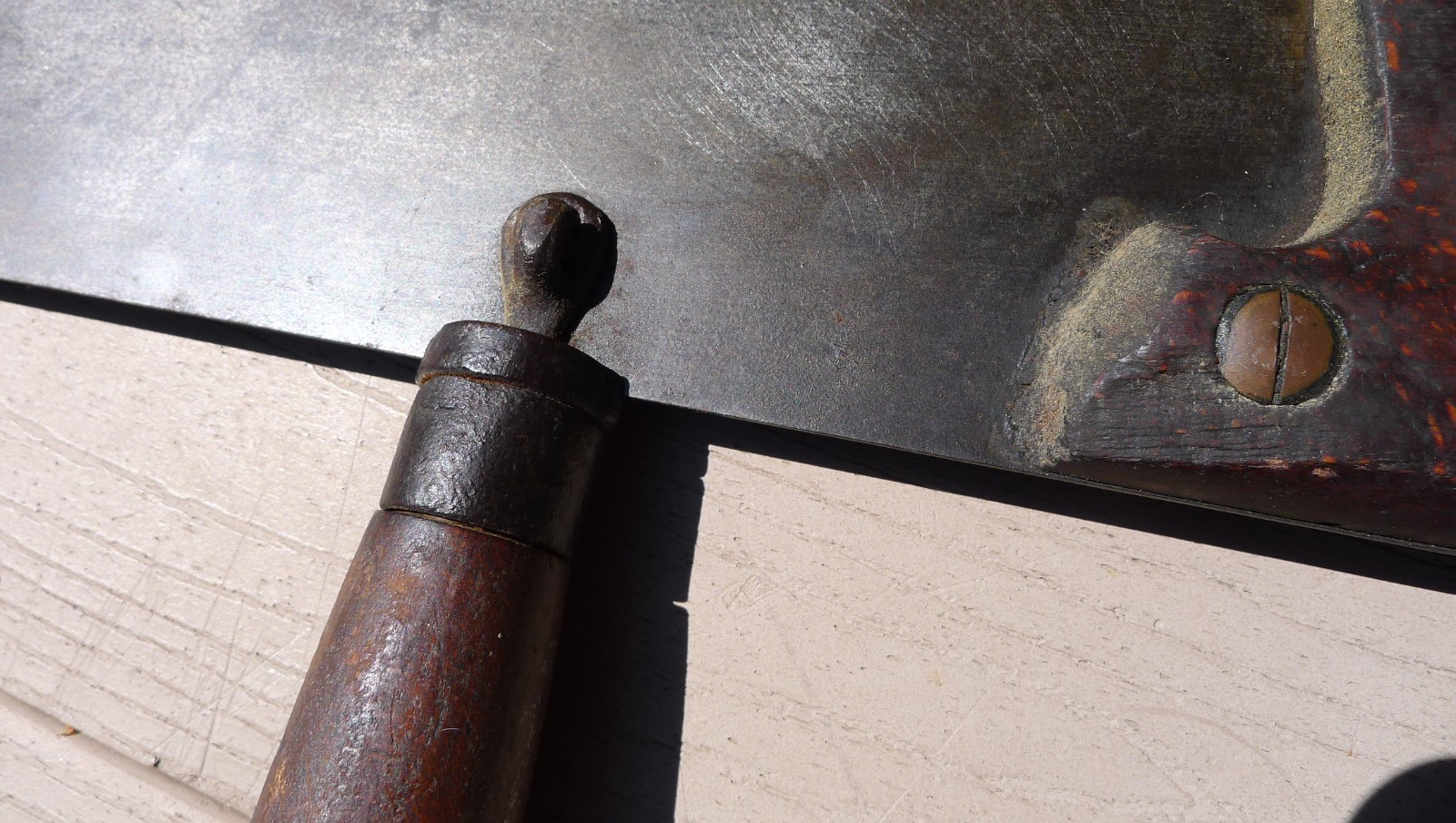 ANTIQUE H DISSTON & SONS LOGGING SAW, 36″ W PLATE, CAST STEEL