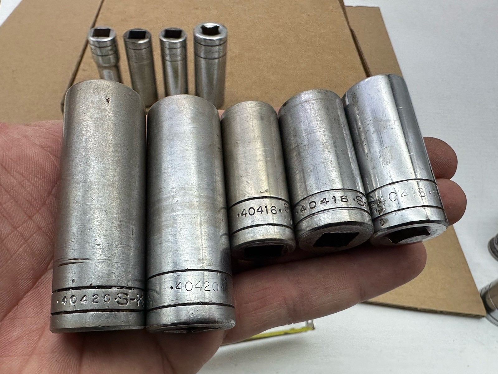 14 Vintage SK Tools 3/8” 1/2” Drive Deep Socket Set Lot 12 6 Point Made in USA