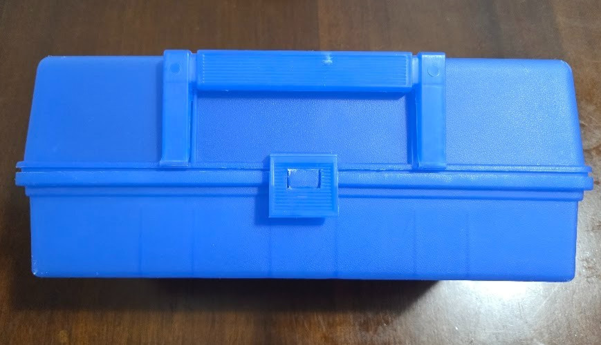 Vintage USA Made Stack-On Blue Tool Box Tackle Box Hard Plastic Handle, Latch
