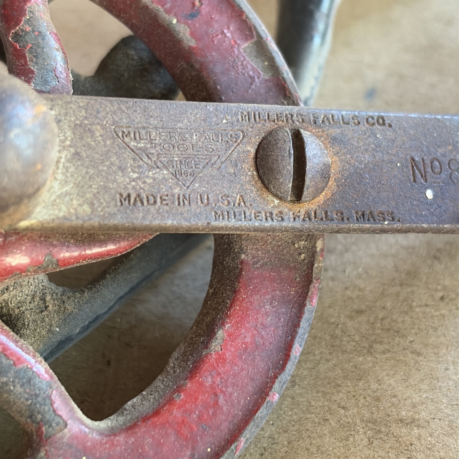 Antique Millers Falls Tool Co. No. 85 Hand Drill Eggbeater Woodworking Bit Brace