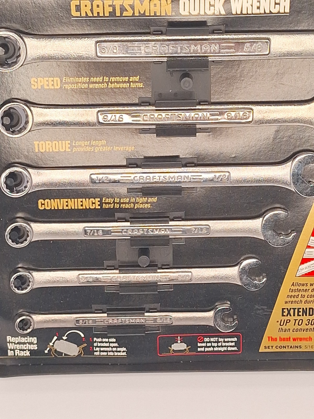 NOS Craftsman USA 42356 SAE Quick Wrench 6pc.Extended Reach Wrench Set (D4)