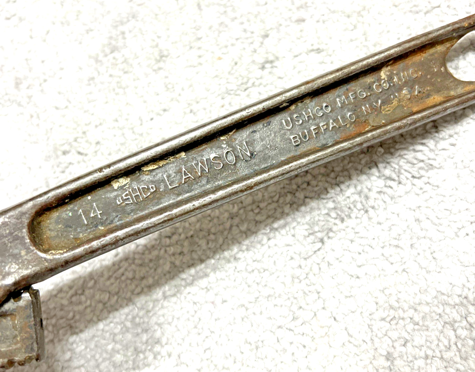Vintage Lawson Steel Pipe #14 Wrench Drop Forged Offset Buffalo NY USA Made