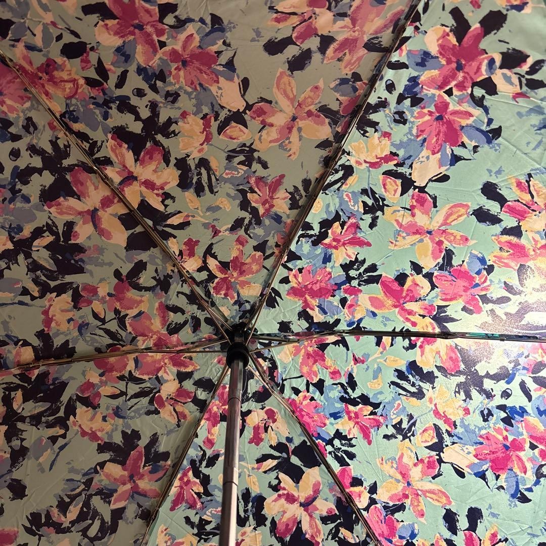 Vera Bradley Mini Folding Umbrella Floral Design Blue Used Portable Travel
